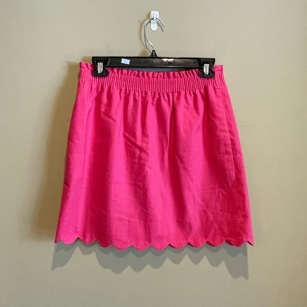 J.Crew scalloped linen-cotton sidewalk skirt
